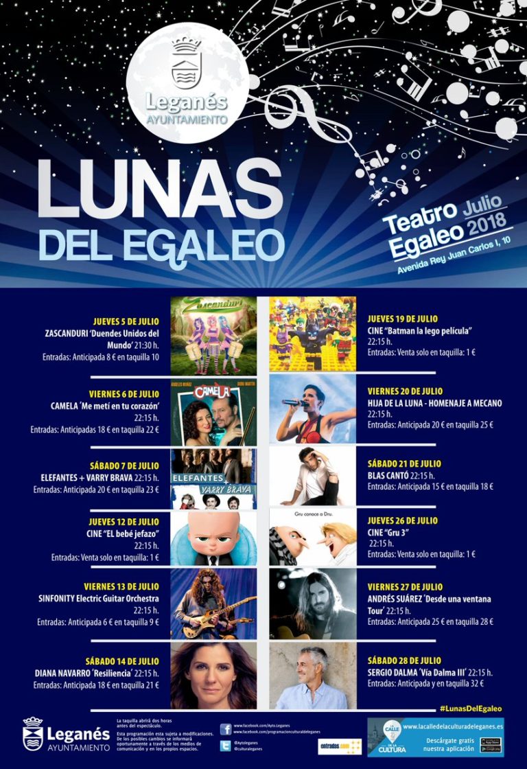 LUNAS DEL EGALEO 2018 programación completa