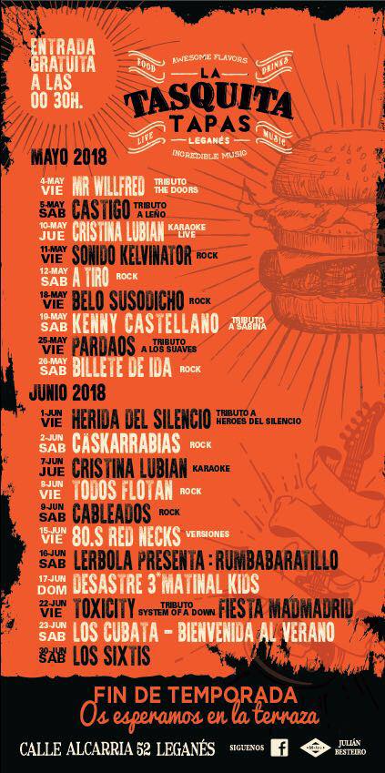 Programa mayo y junio en la Tasquita