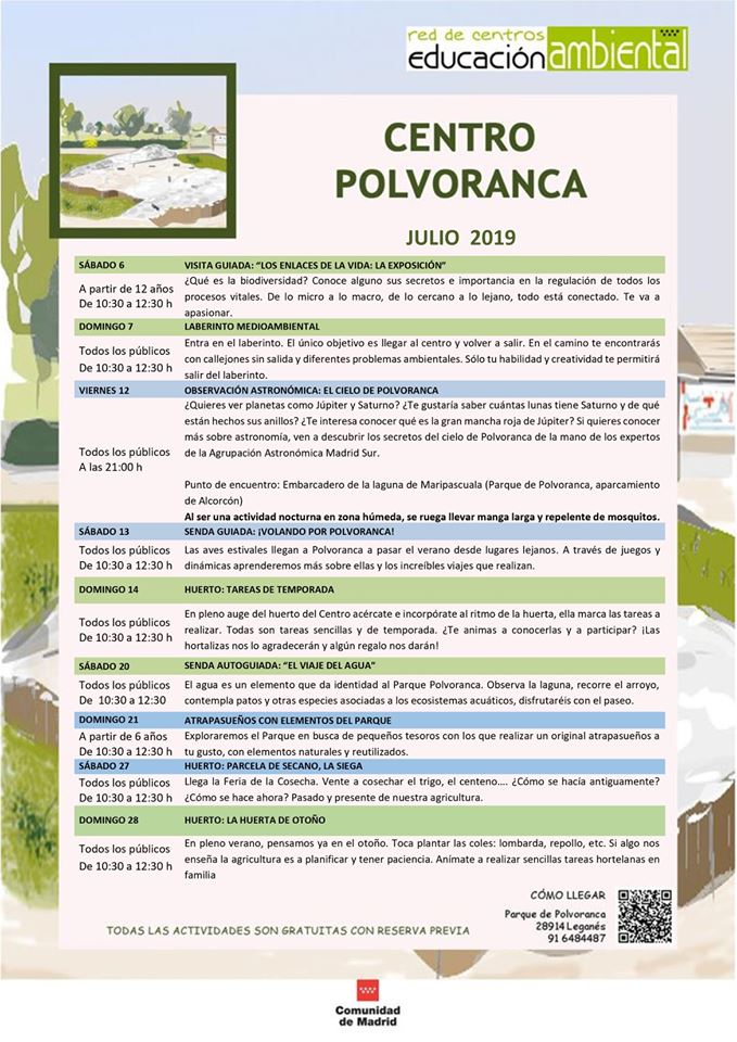 Actividades en el CEA Polvoranca en julio 2019