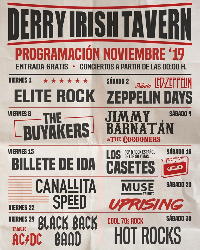 Programación noviembre 2019 en el Derry