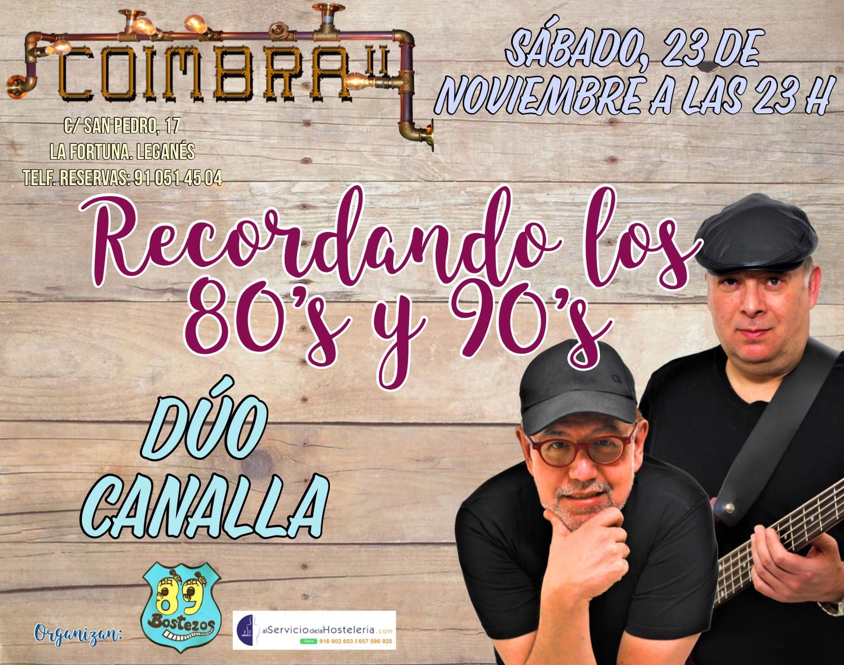 Cena con espectáculo el Dúo Canalla en el Coimbra II