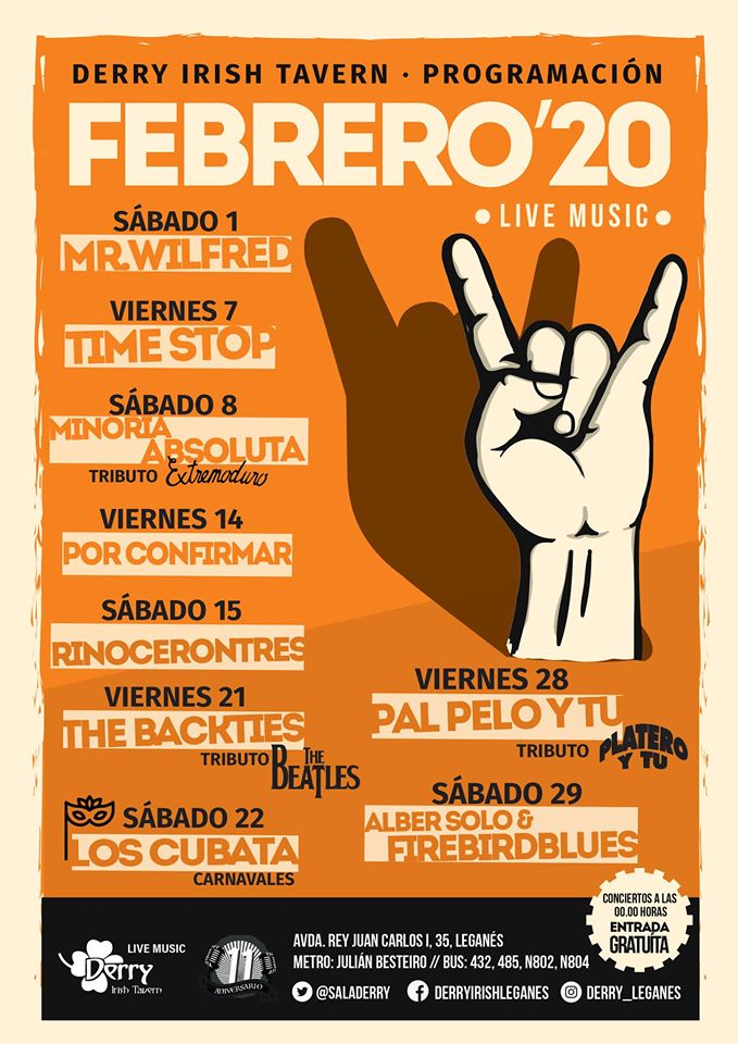 Programación febrero 2020 en el Derry
