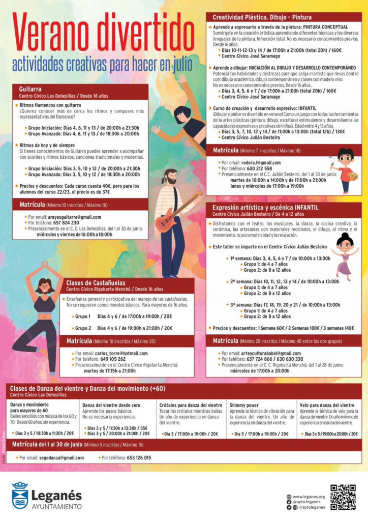 Talleres culturales para todas las edades en Verano.